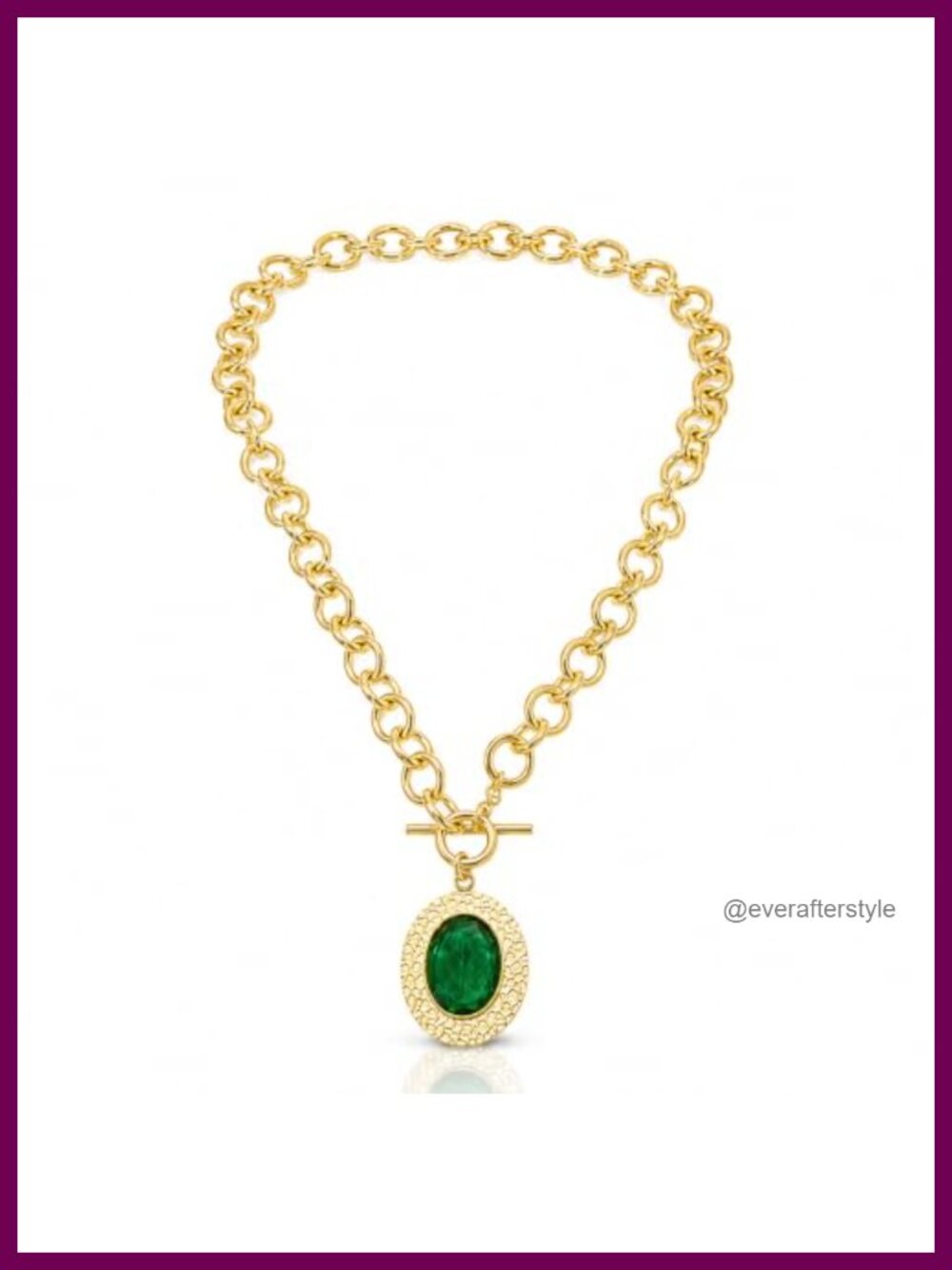18K Gold Plated Oval Pendant Toggle Necklace